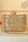 Buy_The Tan Clan_Gold Embroidery Uzma Intricate Brass Clutch _at_Aza_Fashions