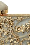 The Tan Clan_Gold Embroidery Uzma Intricate Brass Clutch _at_Aza_Fashions