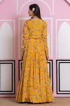 Yuvraani Jaipur_Yellow Chinon, Cotton, Chiffon Embroidery V-neck Floral Print Lehenga Set _Online_at_Aza_Fashions