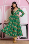 Buy_Yuvraani Jaipur_Green Chinon, Cotton, Chiffon, Cambric Embroidery Floral Print Anarkali Set _Online_at_Aza_Fashions