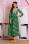 Shop_Yuvraani Jaipur_Green Chinon, Cotton, Chiffon, Cambric Embroidery Floral Print Anarkali Set _Online_at_Aza_Fashions