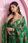 Yuvraani Jaipur_Green Chinon, Cotton, Chiffon, Cambric Embroidery Floral Print Anarkali Set _at_Aza_Fashions
