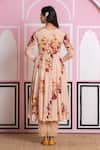 Yuvraani Jaipur_Beige Chinon, Cotton, Chiffon, Cambric Sequins, Embroidery Floral Anarkali Set _Online_at_Aza_Fashions