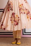 Shop_Yuvraani Jaipur_Beige Chinon, Cotton, Chiffon, Cambric Sequins, Embroidery Floral Anarkali Set _Online_at_Aza_Fashions
