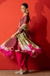 Buy_Yuvraani Jaipur_Maroon Crepe, Silk, Organza Sequins, Embroidery Designer Kurta Set With Dupatta _Online_at_Aza_Fashions