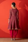 Yuvraani Jaipur_Maroon Crepe, Silk, Organza Sequins, Embroidery Designer Kurta Set With Dupatta _Online_at_Aza_Fashions