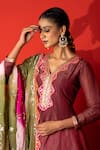 Buy_Yuvraani Jaipur_Maroon Crepe, Silk, Organza Sequins, Embroidery Designer Kurta Set With Dupatta 