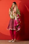 Buy_Yuvraani Jaipur_Maroon Crepe, Silk, Organza Sequins, Embroidery Designer Kurta Set With Dupatta _Online