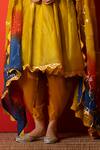 Shop_Yuvraani Jaipur_Yellow Silk, Crepe, Organza Embroidery V-neck Designer Kurta Set With Dupatta _Online_at_Aza_Fashions