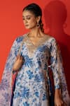Shop_Yuvraani Jaipur_Ivory Chanderi, Cambric, Cotton, Organza Embroidery, Tassels Floral Kurta Set _Online_at_Aza_Fashions