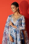Yuvraani Jaipur_Ivory Chanderi, Cambric, Cotton, Organza Embroidery, Tassels Floral Kurta Set _at_Aza_Fashions
