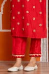 Buy_Yuvraani Jaipur_Red Silk, Shantoon, Organza Sequins, Tassels, Embroidery Kurta Pant Dupatta Set _Online_at_Aza_Fashions