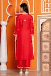 Yuvraani Jaipur_Red Silk, Shantoon, Organza Sequins, Tassels, Embroidery Kurta Pant Dupatta Set _Online_at_Aza_Fashions