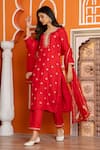 Buy_Yuvraani Jaipur_Red Silk, Shantoon, Organza Sequins, Tassels, Embroidery Kurta Pant Dupatta Set 