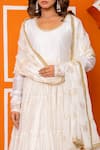 Buy_Yuvraani Jaipur_Ivory Muslin, Shantoon, Chinon, Chiffon Designer Anarkali Set With Dupatta 