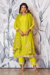 Shop_Yuvraani Jaipur_Green Silk, Shantoon, Organza Embroidery Designer Kurta Set With Dupatta And Potli _Online_at_Aza_Fashions