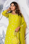 Buy_Yuvraani Jaipur_Green Silk, Shantoon, Organza Embroidery Designer Kurta Set With Dupatta And Potli 