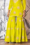 Yuvraani Jaipur_Green Silk, Shantoon, Organza Sequins, Embroidery Round Neck Kurta Sharara Set _Online