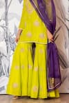 Buy_Yuvraani Jaipur_Green Silk, Shantoon, Organza Sequins, Embroidery Designer Kurta Sharara Set 