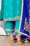 Yuvraani Jaipur_Blue Silk, Shantoon, Organza Sequins, Embroidery V-neck Kurta Set With Dupatta _Online