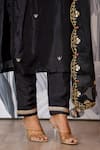 Buy_Yuvraani Jaipur_Black Silk, Shantoon, Organza Sequins, Embroidery Round Kurta Pant Dupatta Set 