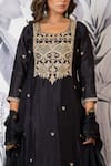 Yuvraani Jaipur_Black Silk, Shantoon, Organza Sequins, Embroidery Round Kurta Pant Dupatta Set _Online