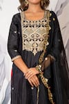 Yuvraani Jaipur_Black Silk, Shantoon, Organza Embroidery, Designer And Red Kurta Pant Dupatta Set _at_Aza_Fashions