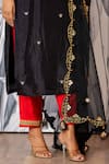 Buy_Yuvraani Jaipur_Black Silk, Shantoon, Organza Embroidery, Designer And Red Kurta Pant Dupatta Set 