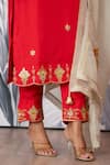 Buy_Yuvraani Jaipur_Red Silk, Shantoon, Organza Sequins, Designer Kurta Set With Dupatta _Online_at_Aza_Fashions
