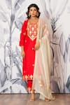 Buy_Yuvraani Jaipur_Red Silk, Shantoon, Organza Sequins, Designer Kurta Set With Dupatta _at_Aza_Fashions