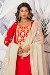 Buy_Yuvraani Jaipur_Red Silk, Shantoon, Organza Sequins, Designer Kurta Set With Dupatta 