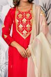 Shop_Yuvraani Jaipur_Red Silk, Shantoon, Organza Sequins, Designer Kurta Set With Dupatta 