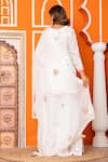 Shop_Yuvraani Jaipur_Ivory Silk, Organza, Shantoon Embroidery Round Neck Kurta Sharara Set _at_Aza_Fashions