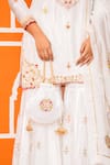 Buy_Yuvraani Jaipur_Ivory Silk, Organza, Shantoon Embroidery Round Neck Kurta Sharara Set _Online_at_Aza_Fashions