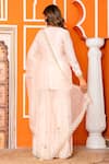 Yuvraani Jaipur_Peach Silk, Shantoon, Organza Embroidery Round Neck Kurta Sharara Set _Online_at_Aza_Fashions