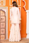 Buy_Yuvraani Jaipur_Peach Silk, Shantoon, Organza Embroidery Round Neck Kurta Sharara Set _Online_at_Aza_Fashions