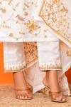 Buy_Yuvraani Jaipur_Ivory Silk, Shantoon, Organza Embroidery Round Neck Kurta Pant Set _Online