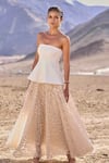 Buy_Dash And Dot_Ivory Polyester Sequins 3d Floral Lehenga _at_Aza_Fashions