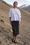 Shop_Dash And Dot_Black Embroidery Metallic Lace Skirt _at_Aza_Fashions