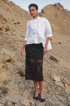 Dash And Dot_Black Embroidery Metallic Lace Skirt _Online_at_Aza_Fashions