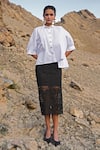 Buy_Dash And Dot_Black Embroidery Metallic Lace Skirt _at_Aza_Fashions