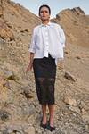 Buy_Dash And Dot_Black Embroidery Metallic Lace Skirt _Online_at_Aza_Fashions