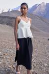 Dash And Dot_White Polyester, Viscose, Spandex Sweetheart Neck Sleeveless Top And Skirt Set _at_Aza_Fashions