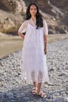 Buy_Dash And Dot_White Nylon Embroidery Collared Tiered Mesh Dress _Online_at_Aza_Fashions