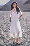 Buy_Dash And Dot_White Nylon Embroidery Collared Tiered Mesh Dress _at_Aza_Fashions