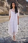 Shop_Dash And Dot_White Nylon Embroidery Collared Tiered Mesh Dress _Online_at_Aza_Fashions