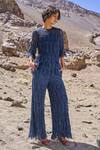 Shop_Dash And Dot_Navy Nylon Round Neck Allover Ruched Pant Set _Online_at_Aza_Fashions