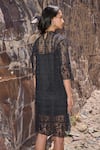 Shop_Dash And Dot_Black Polyester Embroidery Round Neck Boxy Lace Dress _at_Aza_Fashions