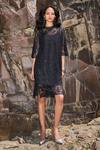 Buy_Dash And Dot_Black Polyester Embroidery Round Neck Boxy Lace Dress _Online_at_Aza_Fashions