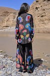 Shop_Dash And Dot_Black Polyester Embroidery Collared Multicolour Paisley Pant Set _at_Aza_Fashions